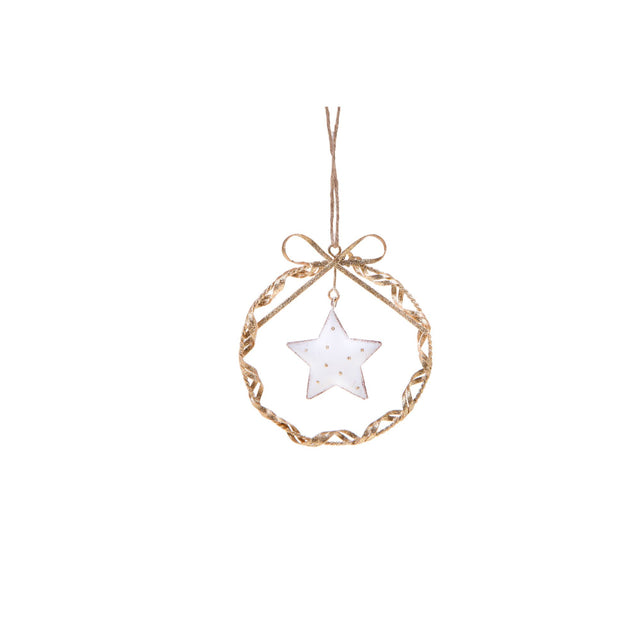 BIANCHI DINO - Pendaglio Coroncina c/ Stella 11 cm Oro Decorazione Natalizia Metallo