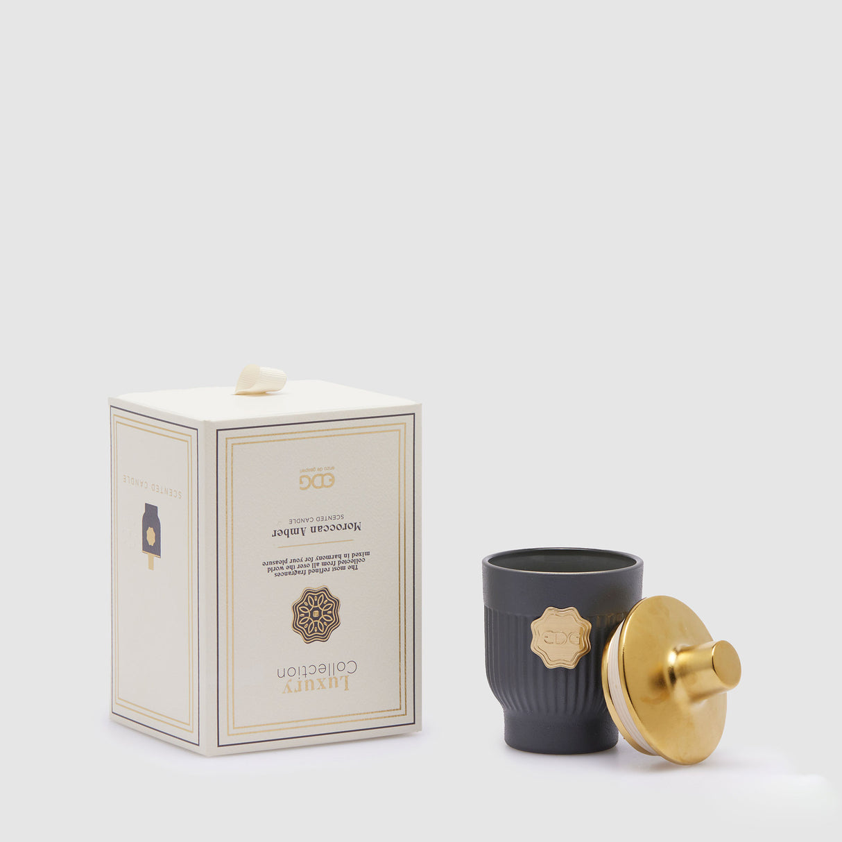 EDG Enzo De Gasperi Scented Candle in Luxury Glass 12x7.5cm Moroccan Gray Amber