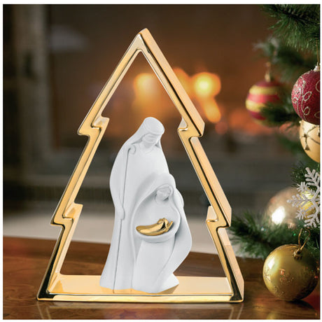 BONGELLI PREZIOSI Natività Sacra Famiglia Presepe Moderno Albero 30cm Oro