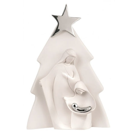 BONGELLI PREZIOSI Natività Sacra Famiglia Presepe Moderno Albero 32cm Bianco