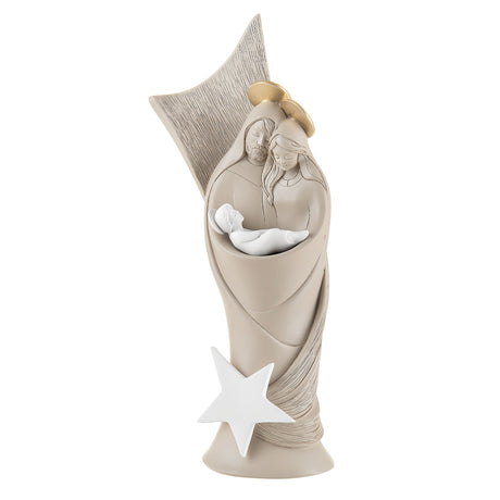 BONGELLI PREZIOSI Natività Sacra Famiglia Presepe Moderna Fascia Stella 16cm Nocciola
