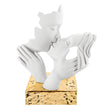 BONGELLI PREZIOSI - Statua Figura Moderna Coppia Face Bianco Oro 14x11cm Marmorino
