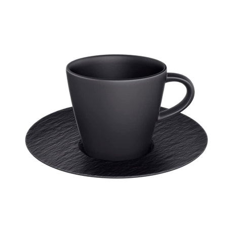 VILLEROY & BOCH Manufacture Rock Tazzina Espresso 100ml con Piattino 12cm Nero Porcellana