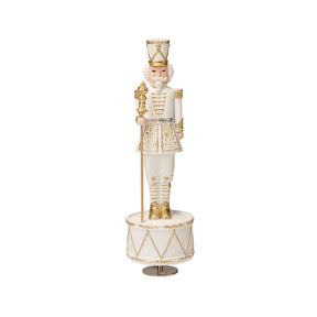 Schiaccianoci soldatino Noel in poliresina bianco e oro 28 cm