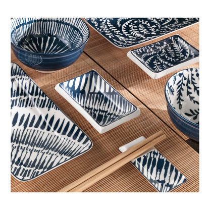 Set di piatti per sushi in porcellana per 2. Ceramica Stile Giapponese Nero  Bianco 6 Pezzi