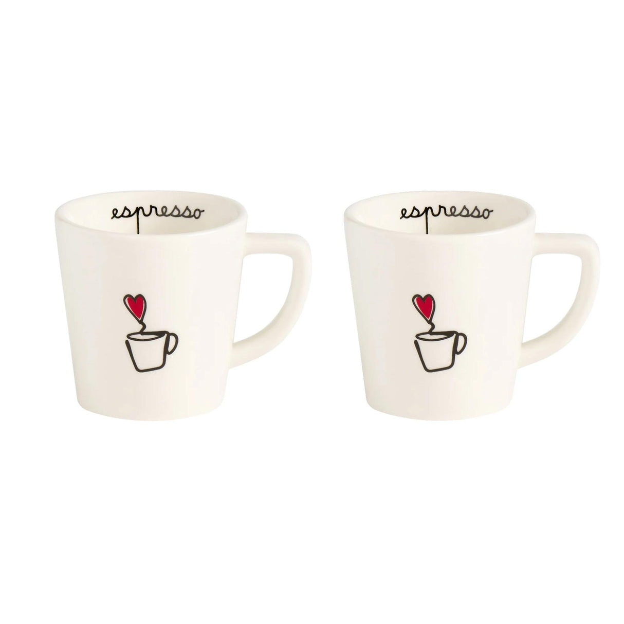 SIMPLE DAY Set 2 Tazze Espresso 100ml con Piattino Pausa Caffè Gres