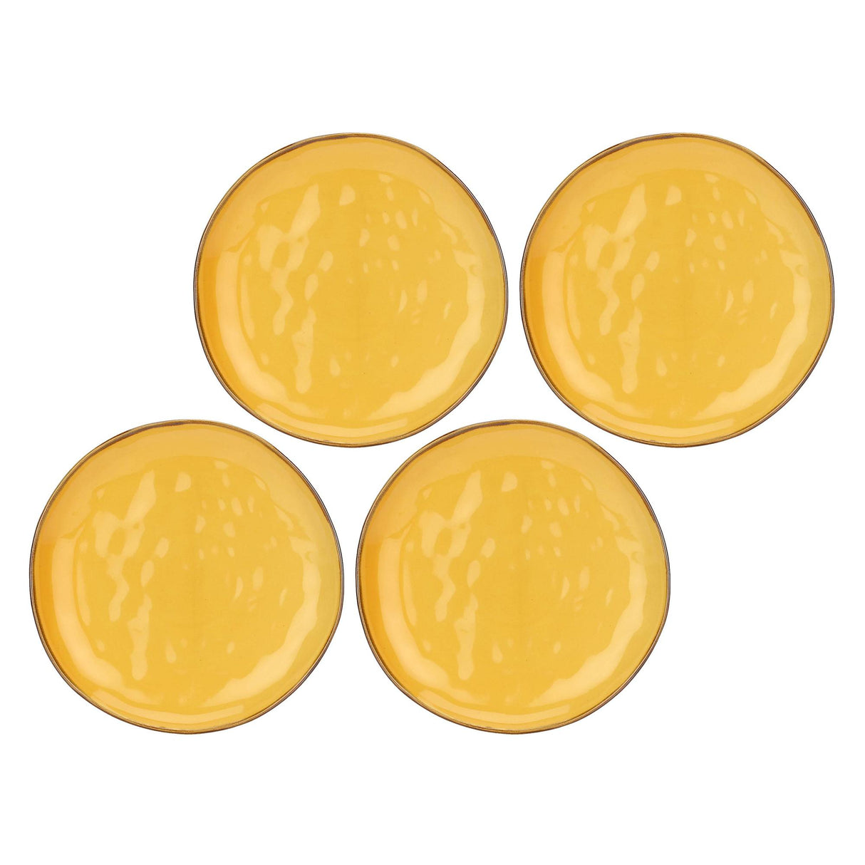 ROSE &amp; TULIPS Concerto Ocher Flat Plate 27cm Set 4 Pieces Stoneware