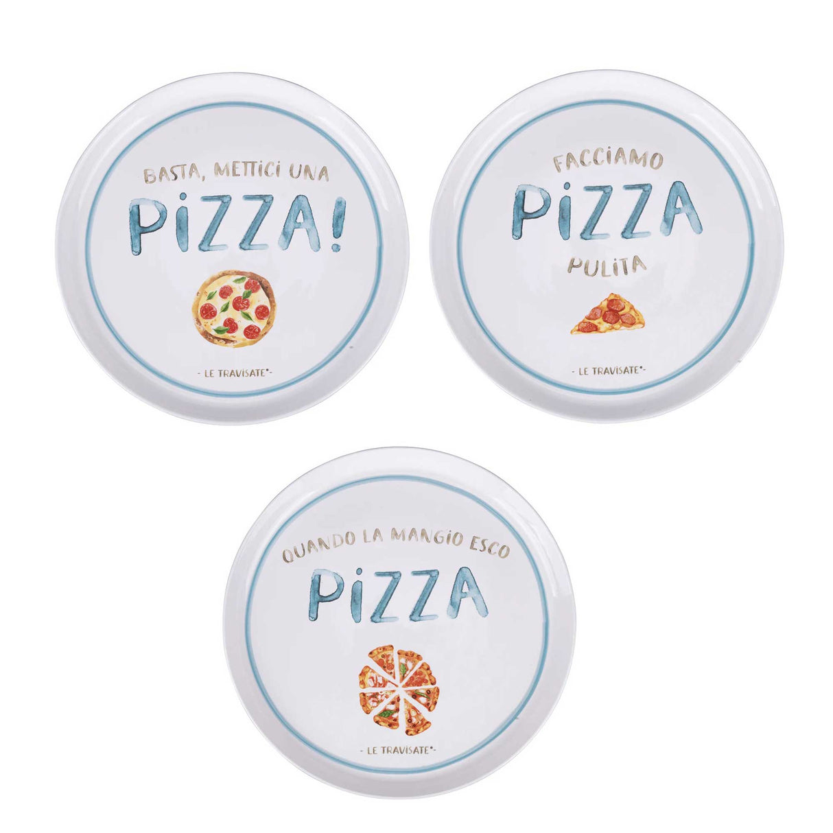 VILLA D'ESTE HOME TIVOLI Le Travisate Piatto Pizza Set 3 Pezzi 33cm Porcellana