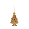 Pendaglio Albero di Natale Noel in poliresina color oro 12 cm