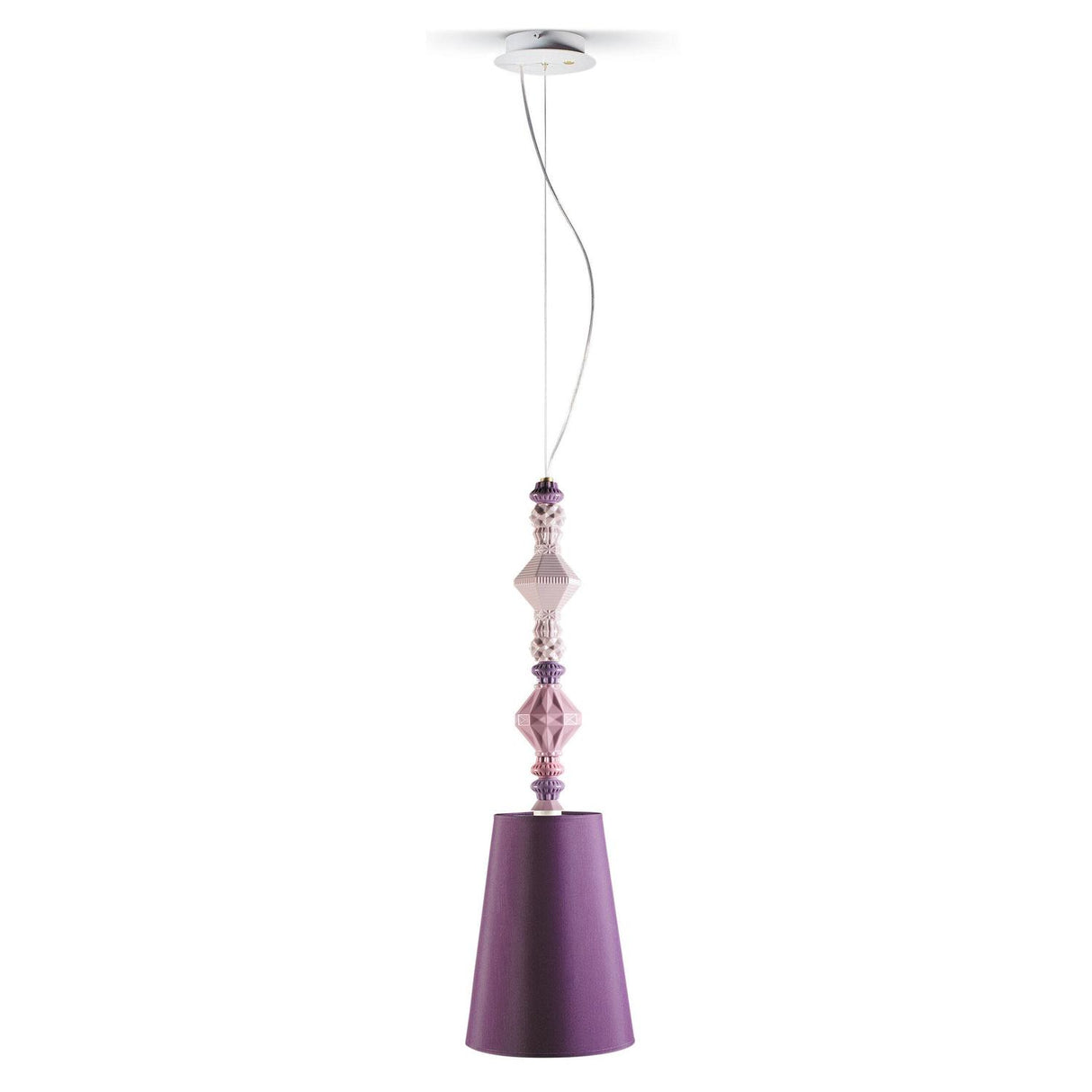 LLADRO' Lampadario Belle De Nuit II Rosa 170x23cm Porcellana