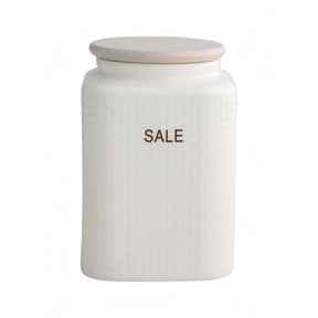 Barattolo sale Brandani in porcellana bianca con tappo in bamboo 10x10x15 cm