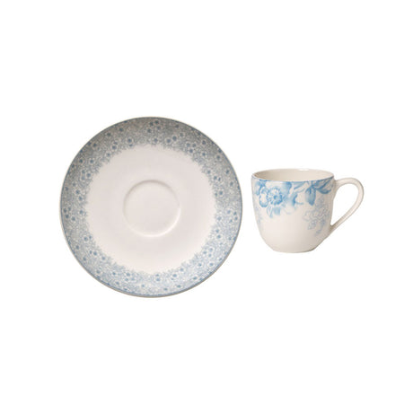 Villeroy & Boch Floreana Blue Blu Bianco Tazza Espresso c/Piattino Set 6 Pezzi Porcellana
