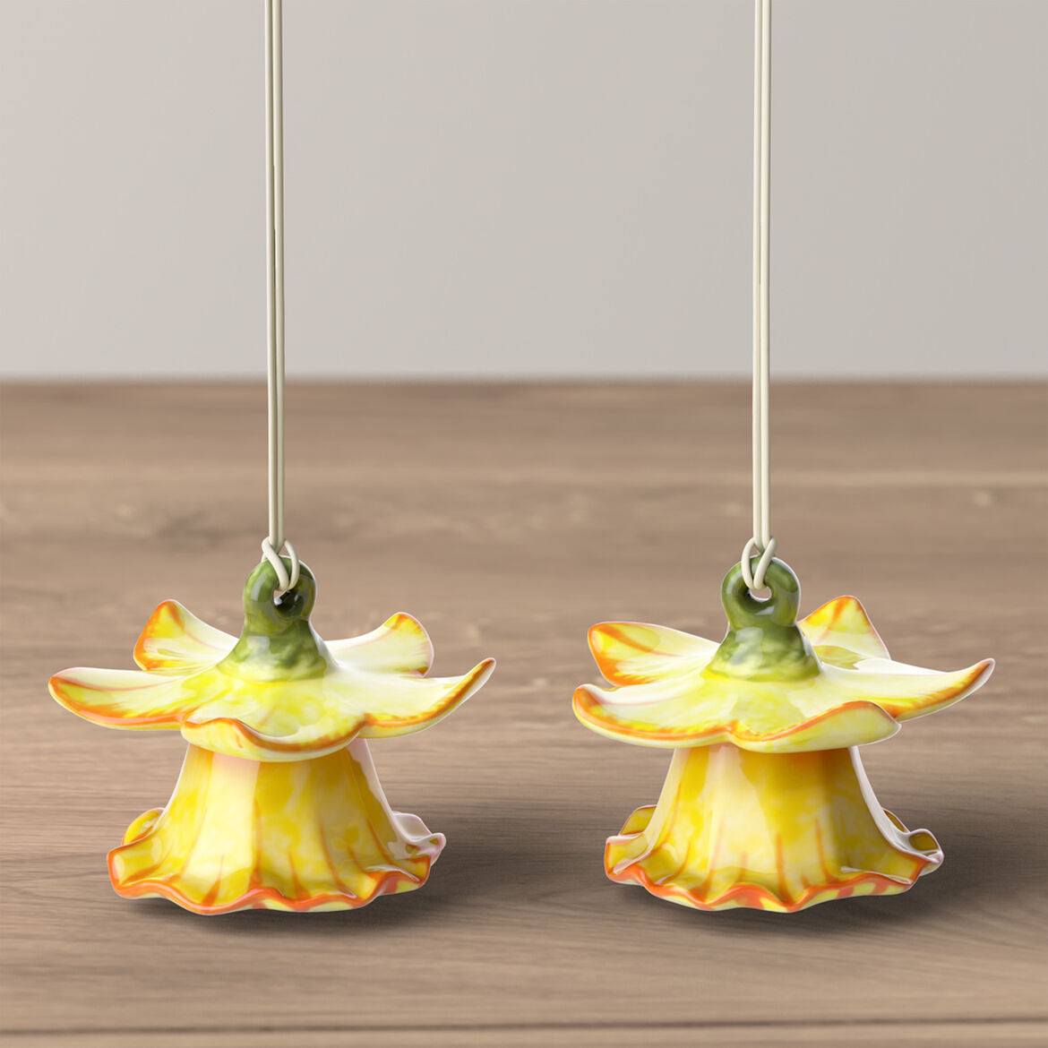 VILLEROY & BOCH Mini Flower Bells Set 2 Pezzi Campanella Pendaglio Narciso 4x5cm Decorazione Pasqua
