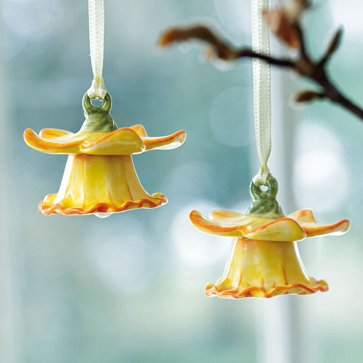 VILLEROY & BOCH Mini Flower Bells Set 2 Pezzi Campanella Pendaglio Narciso 4x5cm Decorazione Pasqua