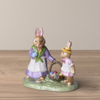 VILLEROY &amp; BOCH Bunny Tales Emma e Anna Scena di Pasqua Prato Fiorito 13x12cm Decorazione Pasquale