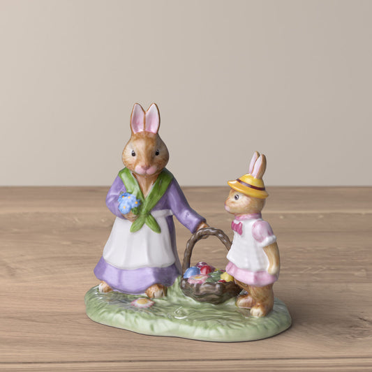 VILLEROY & BOCH Bunny Tales Emma e Anna Scena di Pasqua Prato Fiorito 13x12cm Decorazione Pasquale