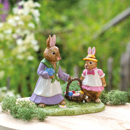 VILLEROY &amp; BOCH Bunny Tales Emma e Anna Scena di Pasqua Prato Fiorito 13x12cm Decorazione Pasquale