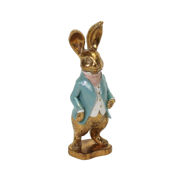 WERNS Coniglio Bambino Decorazione Pasquale di Pasqua 21,5cm Resina Oro