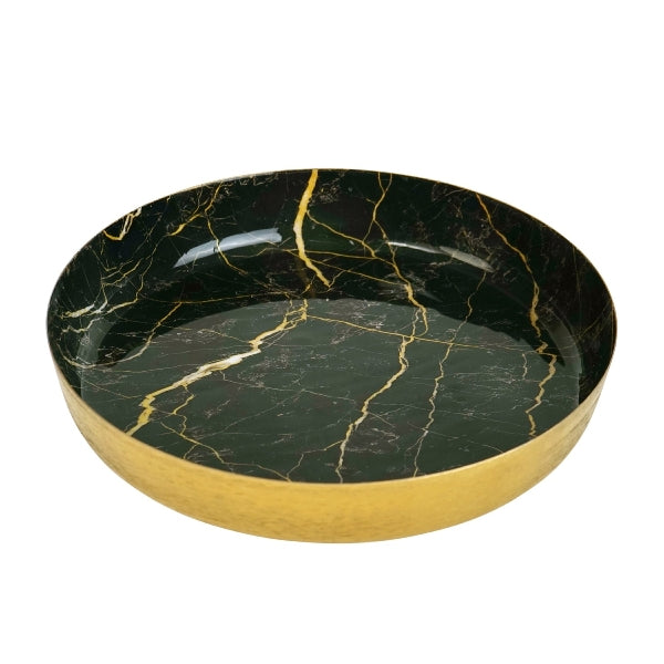 WERNS Ciotola Coppa Centrotavola Marble 36cm Verde con Venature Oro