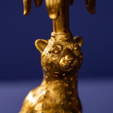 WERNS Set 2 Pezzi Candelieri Leopardi 28cm Oro Resina