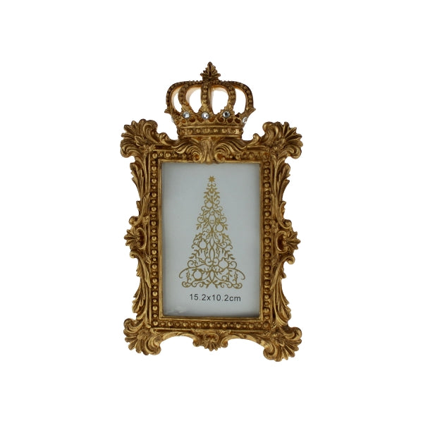 WERNS Portafoto Royal con Corona Oro 10x15cm Resina