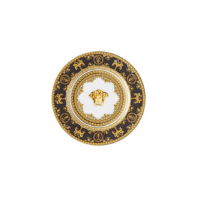 Piatto I Love Baroque Versace in porcellana nera e oro 18 cm