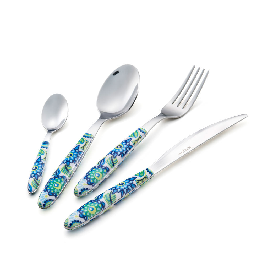 EME Vero Tropical Blue Tableware Cutlery Set 24 Pieces Stainless Steel