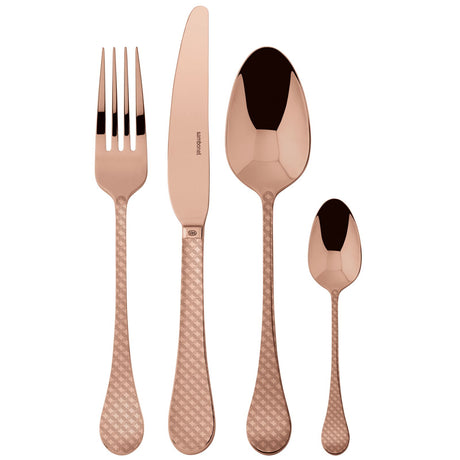 SAMBONET - Taormina PVD Copper Rame Set Posate 24 Pezzi Servizio Tavola Acciaio Inox