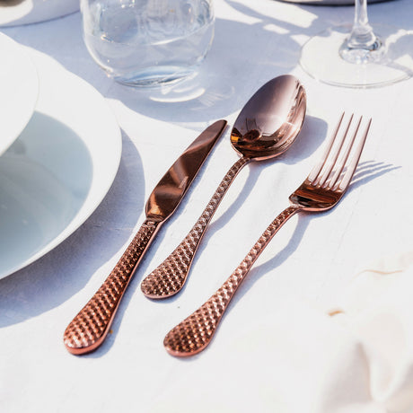 SAMBONET - Taormina PVD Copper Rame Set Posate 24 Pezzi Servizio Tavola Acciaio Inox