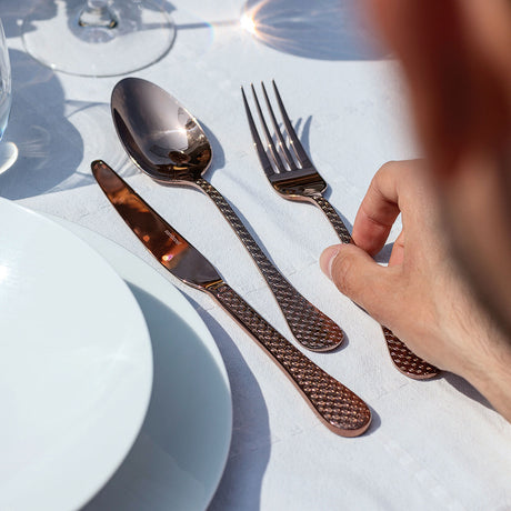 SAMBONET - Taormina PVD Copper Rame Set Posate 24 Pezzi Servizio Tavola Acciaio Inox
