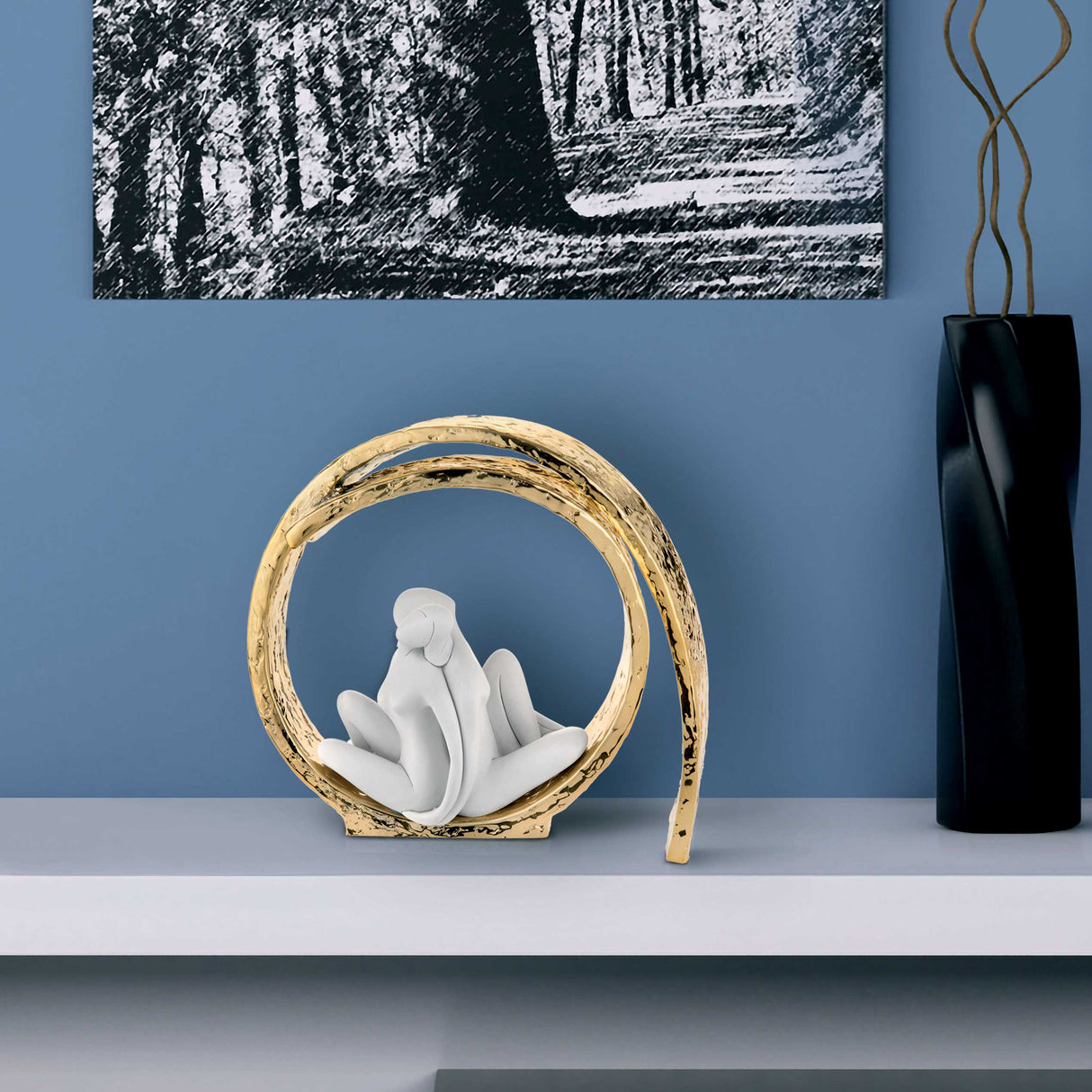 BONGELLI PREZIOSI Statua Figura Coppia Vortice Innamorati 15cm Oro