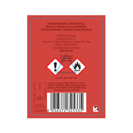 EDG Enzo De Gasperi Ricarica Refill Lux Profumatore Diffusore 250ml Melograno Pomegranate