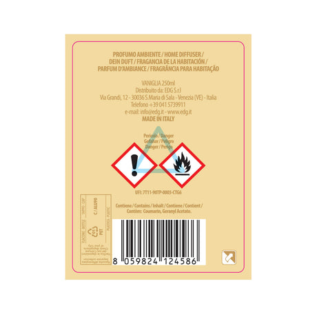 EDG Enzo De Gasperi Ricarica Refill Lux Profumatore Diffusore 250ml Vaniglia