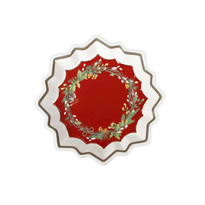 Ciotola Stella Brandani in porcellana rossa con decoro natalizio 23,5 cm