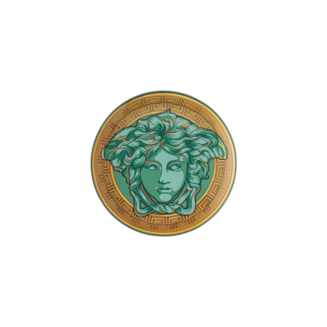 VERSACE - Amplified Piatto Piattino 17cm Verde Oro Porcellana