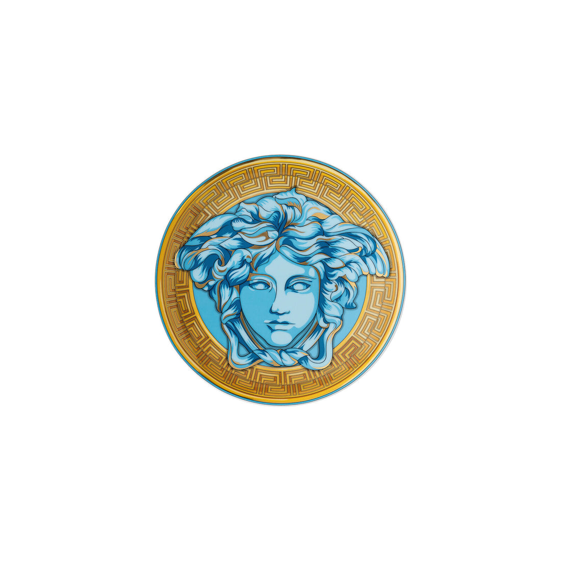 VERSACE - Amplified Piatto Piattino 17cm Blu Oro Porcellana