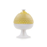 EMÒ ITALIA Scatola Portaoggetti con Coperchio Pumo Pugliese Giallo Bianco Ceramica 11 cm