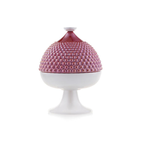 EMÒ ITALIA Scatola Portaoggetti con Coperchio Pumo Pugliese Rosso Bianco Ceramica 11 cm