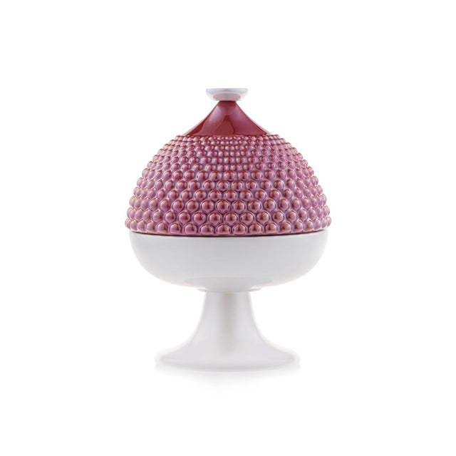 EMÒ ITALIA Scatola Portaoggetti con Coperchio Pumo Pugliese Rosso Bianco Ceramica 11 cm
