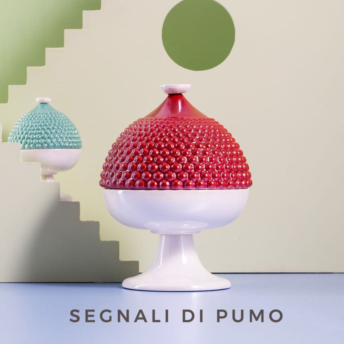 EMÒ ITALIA Scatola Portaoggetti con Coperchio Pumo Pugliese Rosso Bianco Ceramica 11 cm