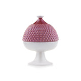 EMÒ ITALIA Scatola Portaoggetti con Coperchio Pumo Pugliese Rosso Bianco Ceramica 13,5 cm