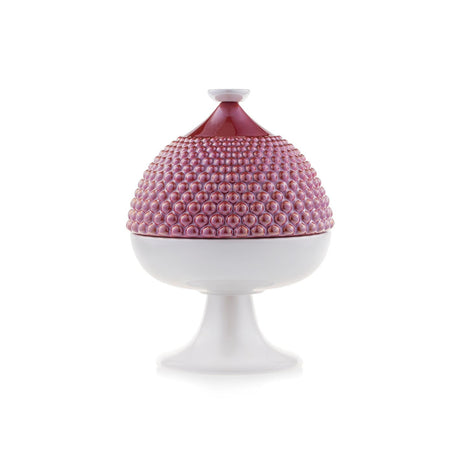 EMÒ ITALIA Scatola Portaoggetti con Coperchio Pumo Pugliese Rosso Bianco Ceramica 13,5 cm