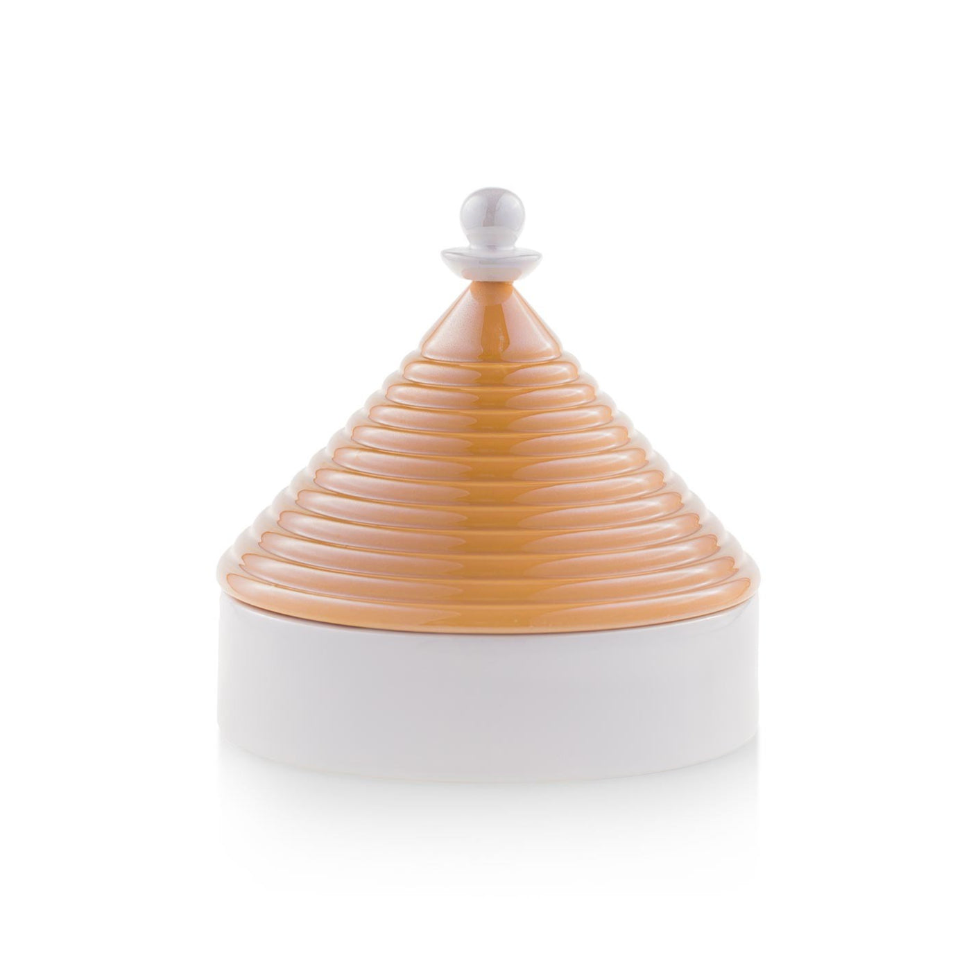 EMÒ ITALIA Scatola Portaoggetti con Coperchio Trullo Pugliese Senape Bianco Ceramica 9 cm