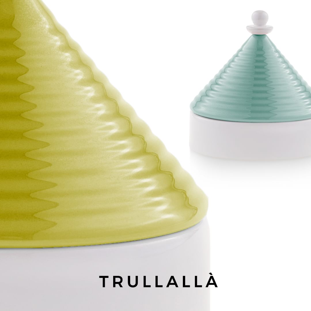 EMÒ ITALIA Scatola Portaoggetti con Coperchio Trullo Pugliese Giallo Bianco Ceramica 9 cm