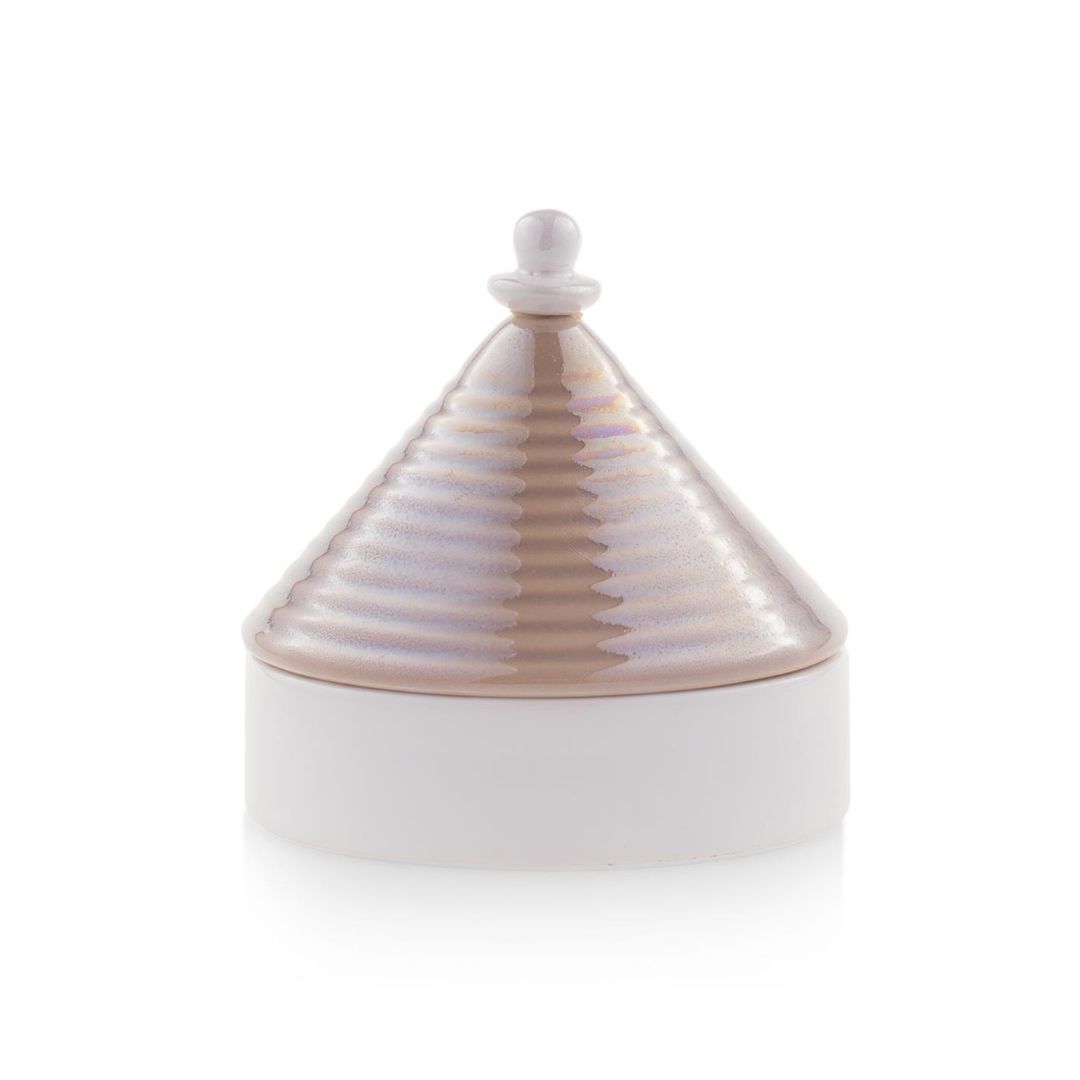 EMÒ ITALIA Scatola Portaoggetti con Coperchio Trullo Pugliese Fango Bianco Ceramica 9 cm