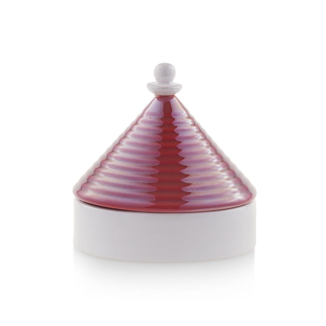 EMÒ ITALIA Scatola Portaoggetti con Coperchio Trullo Pugliese Rosso Bianco Ceramica 9 cm