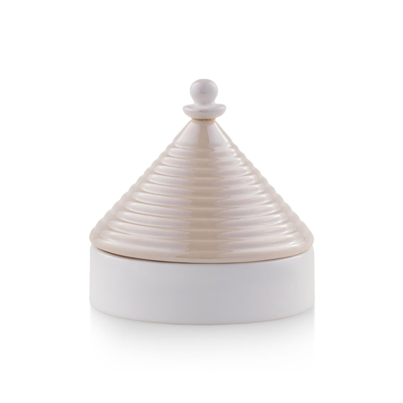 EMÒ ITALIA Scatola Portaoggetti con Coperchio Trullo Pugliese Avana Bianco Ceramica 12 cm