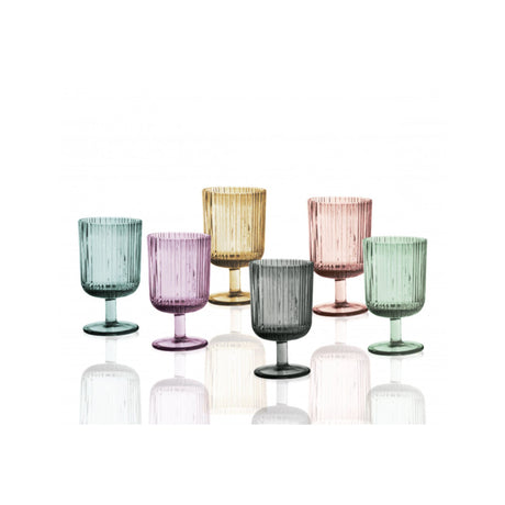 BRANDANI Plisse Set 6 Pezzi Calici Colorati Assortiti 250ml Vetro