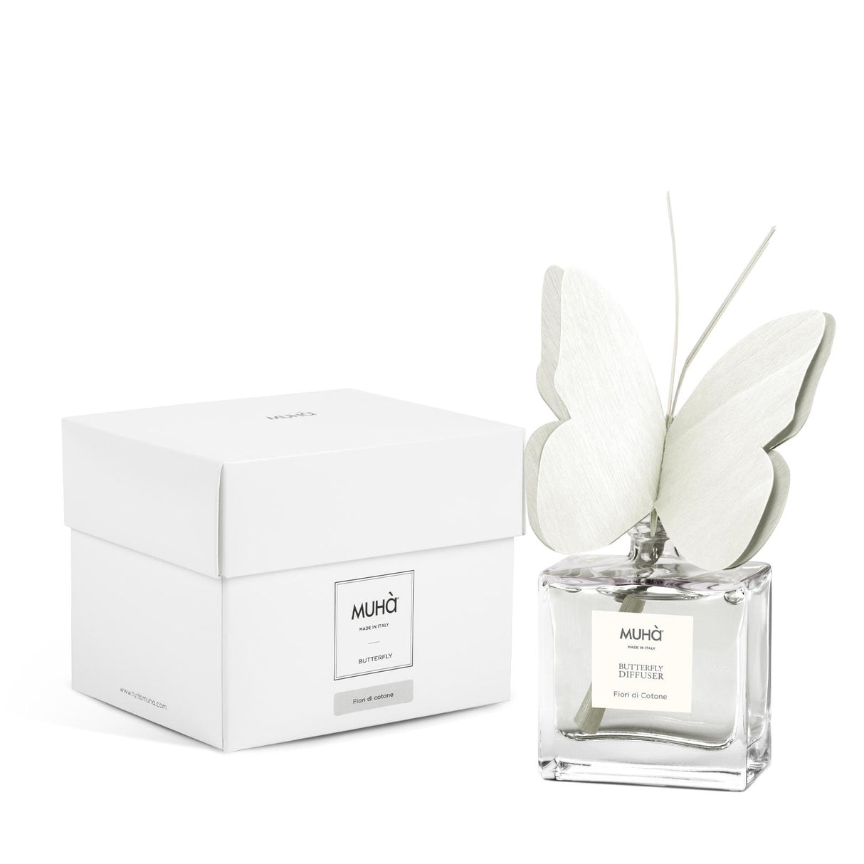 MUHA'  Profumatore D'Ambiente Diffusore Butterfly 50ml Fiori di Cotone