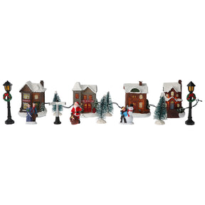 Villaggio di Natale Timstor in plastica con luci LED 15 pezzi 34,5x19 cm